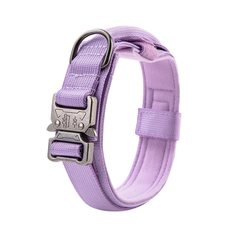 Large Dog Tactical Collar, Soft Padded Adjustable Heavy Duty Military Dog Collar with Control Handle for Medium Large Dogs