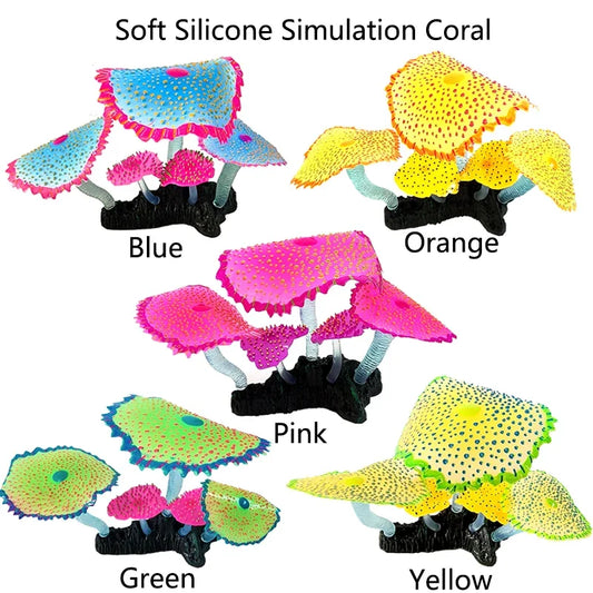 Soft Silicone Aquarium Decoration Simulation Coral Night Reflective Landscape Plants Fish Tank Water Grass Ornament Colorful New