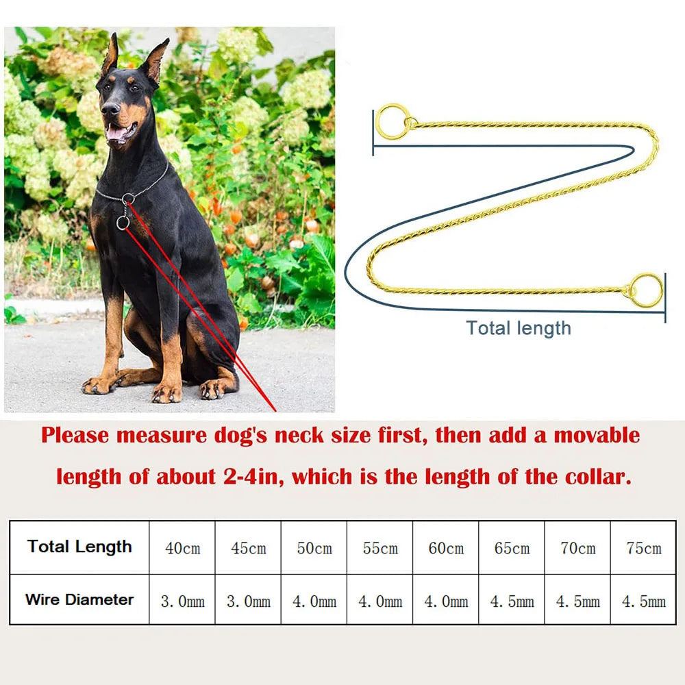 Metal Chain Dog Show Collar Pet Slip Collar for Shows Fine Brass Snake Choke Chain Collar Adjustable for Small Medium Large Dogs