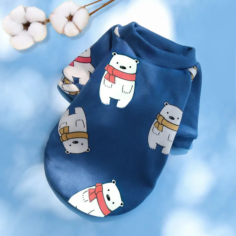Pet Dog Costume Cute Printed Pet Coat Cotton Soft Pullover Dog Shirt Jacket Sweatshirt Hoodie Cat Clothes Suit Sweater Outfit