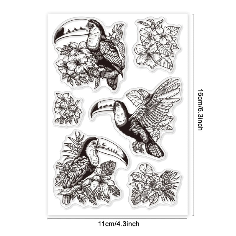 1pcs Bird Branch Silhouette Clear Stamps Birds Trees Clear Rubber Stamps Silicone for DIY Scrapbooking Photo Album 6.3x4.33inch