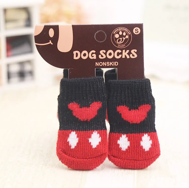 4pcs/Set Dog Shoes For Small Dogs Anti Slip Cat Socks For Cat Cute Dog Socks Pet Chihuahua Dog Clothes Christmas Dog Accessories