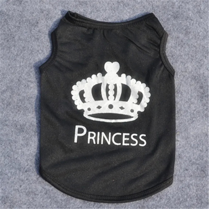 Dog Cat Shirt Puppy Vest with Crown Pattern Princess Clothing for Small Dogs,Puppy Tee Shirt Summer Clothes Tank Top Pet Apparel