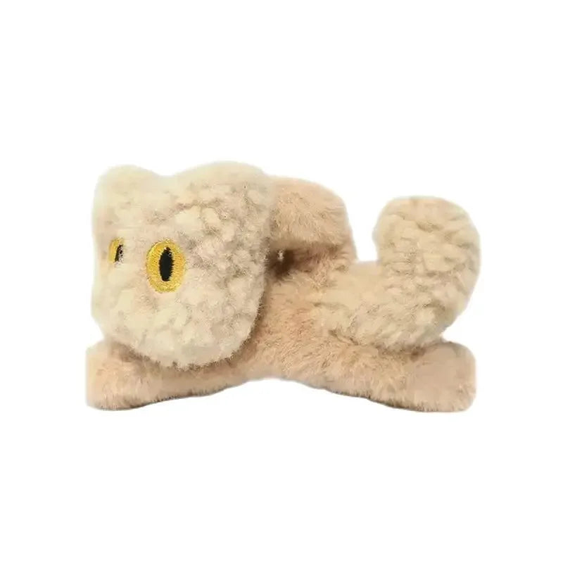 1pc multi-color women's and girls' autumn and winter plush three-dimensional cat, large size, cute clip, shark clip, hair claw