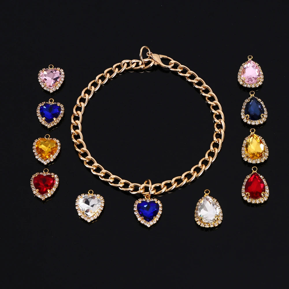 Luxury Dog Cat Necklace Jewelry with Heart Diamond Pendant Design Gold Chain Collar Pet Wedding Birthday Costume Accessories