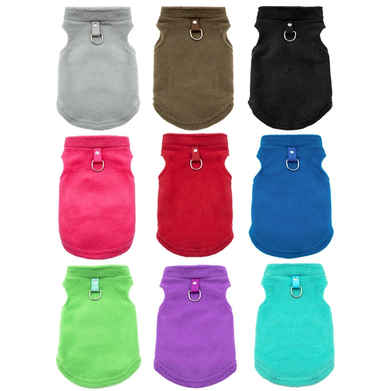 Autumn Fleece Pet Dog Clothes Solid Color Harness Outfits Walking Warm Vest for Small Medium Puppy Plaid Chihuahua Cat Jackets