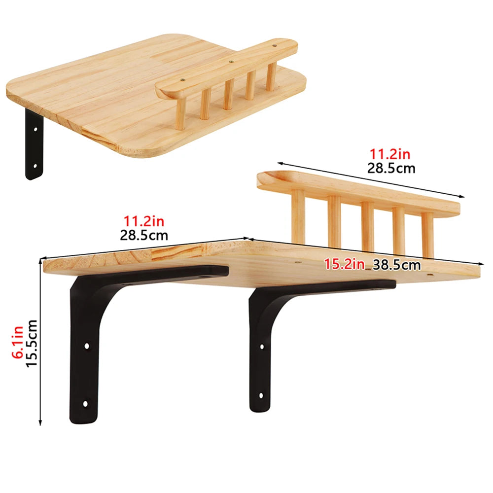 Cat Hammock Wall Mounted Wooden Scratcher Cat Climbing Shelves Kitty Beds Perches Stable Cats Wall Shelves For Sleeping Playing