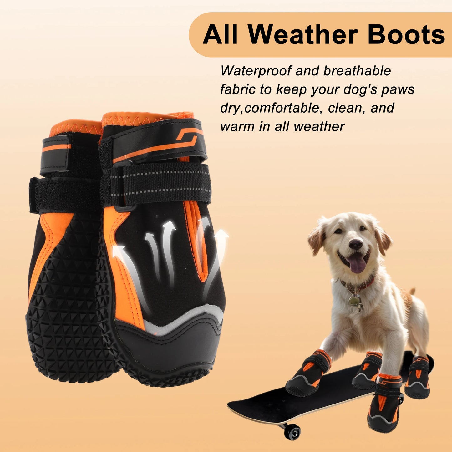 UXCELL 4pcs Casual Dog Shoes Waterproof Anti-Slip Dog Shoes Dog Boots Paw Protectors Outdoor Walking Protector Pets Shoes