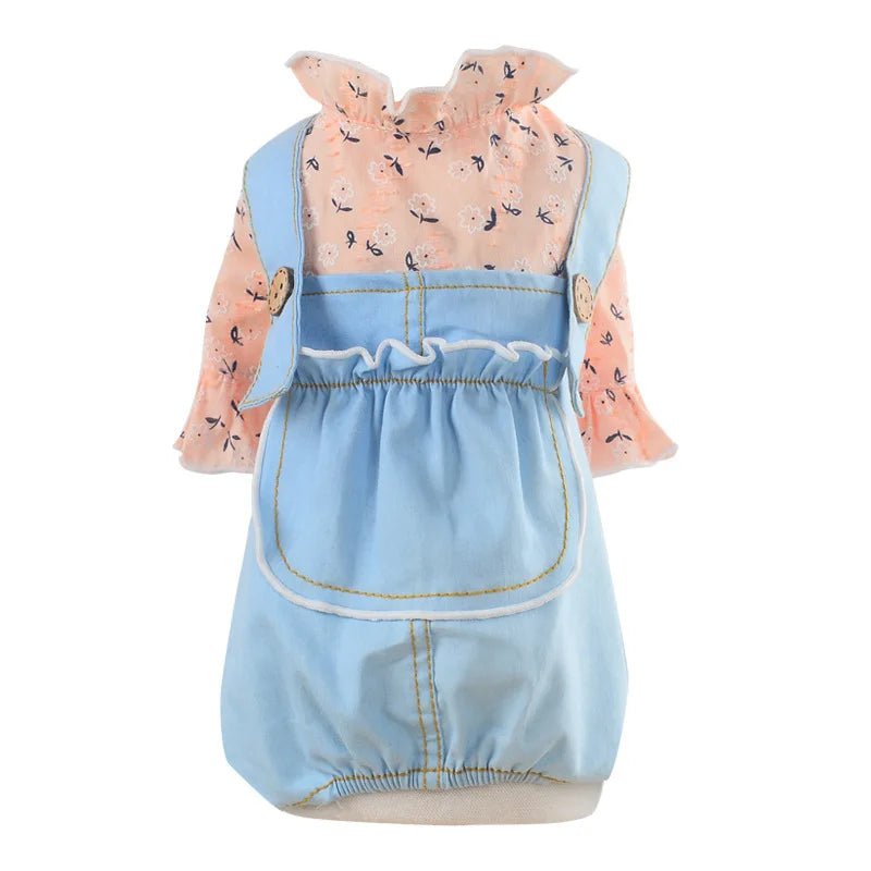 Pet Dogs Clothes Thin Denim Strap Dog Rompers Princess Pet Four-legged Clothes Jumpsuit for Dog Sweet Puppy Kitten Costumes Coat