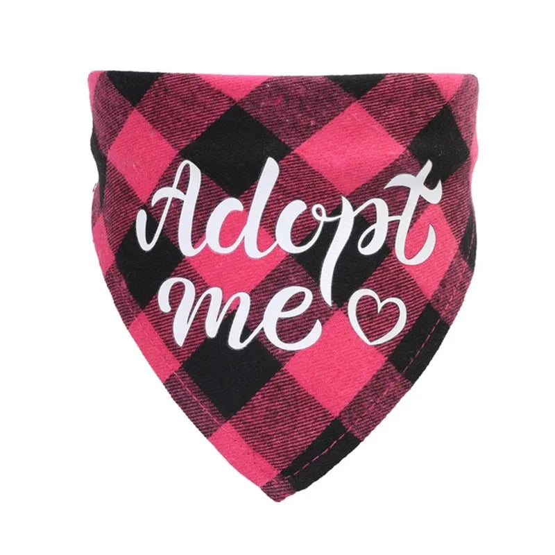 Adopt Me Dog Accessories Dog Bandanas Plaid Adjustable Scarves for Dogs and Cats