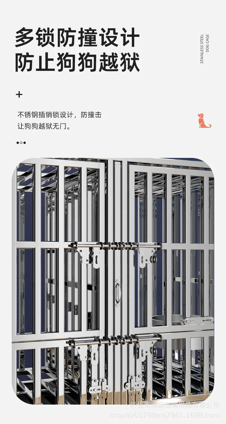 Stainless steel dog cage with partition mother and child cage square tube double cage large pet golden retriever ken