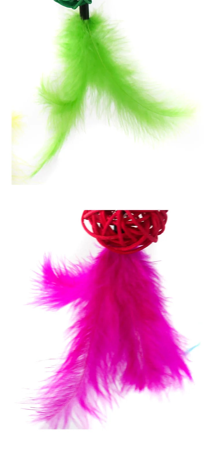 Cat Toy Cat Teaser Sticks Rattan Ball Funny Cat Stick Cat Supplies Funny Cat Ball Toy Interactive Nibbling Cat Rod Feathers