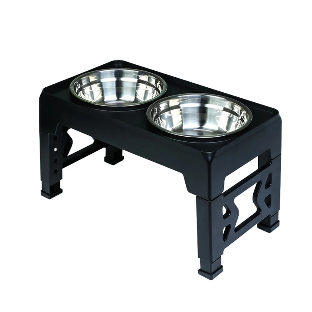 Elevated Dog Feeder Dogs Bowls Adjustable Raised Stand with Double Stainless Steel Food Water Bowls for Small Medium Large Dogs