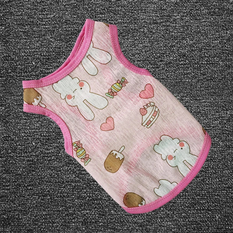 Summer Dog T-shirt Pet Clothing Chihuahua Clothes for Little Dog French Bulldog Printed Vest Pug Hoodie York Breathable Skirts