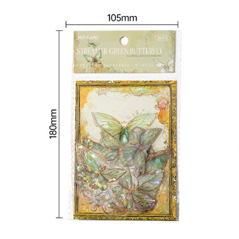 5Style 20pcs/pack INS Butterfly PET Sticker Pack Ice Crystal Laser Gold DIY Handbook Decoration 3D Scrapbook