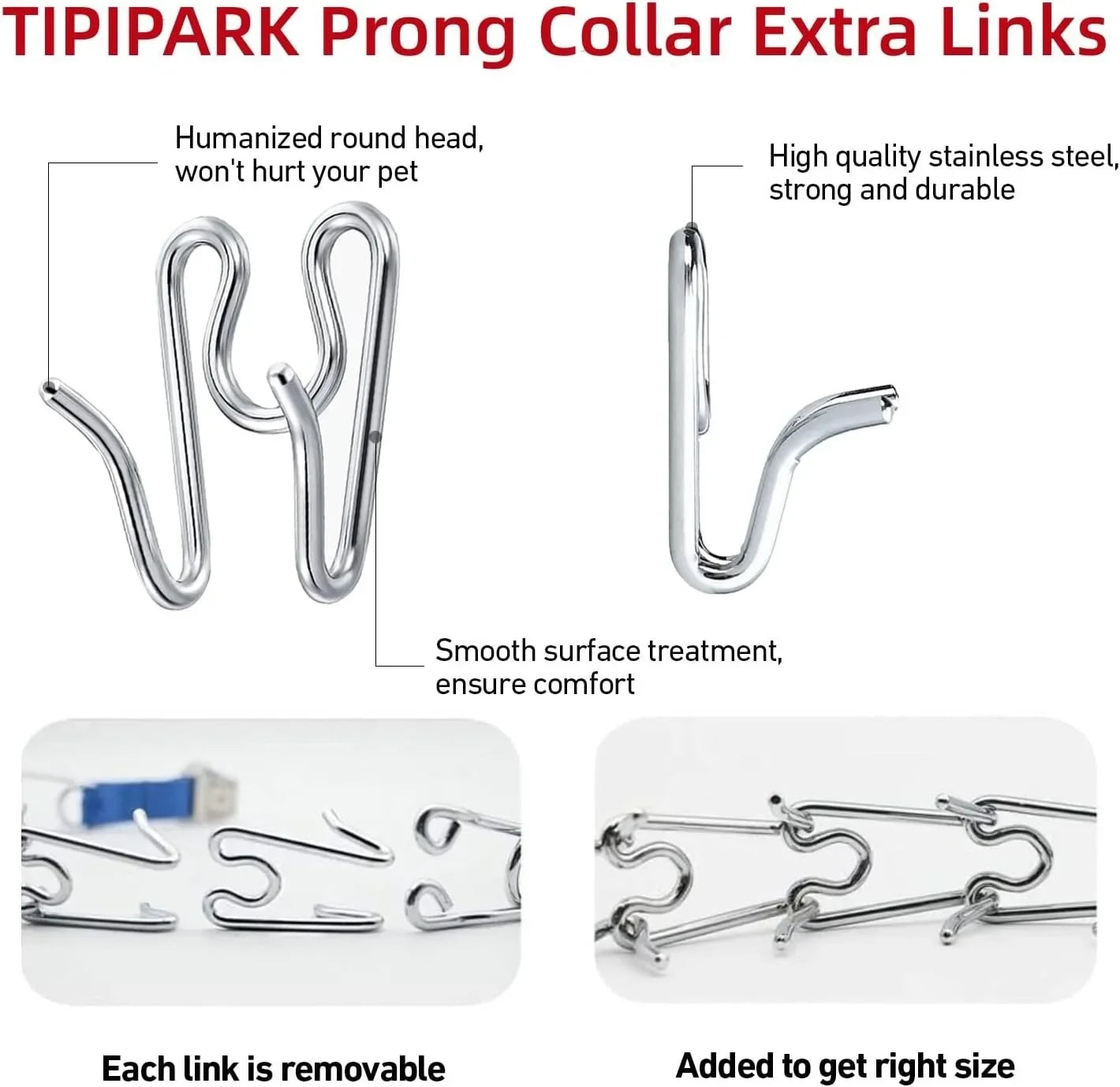 Dog Choke Collar Accessories Adjustable Training Collar For Dog 2.5/3.0/3.5/4.0MM Collar Links Fit for Prong Collar Pinch Collar