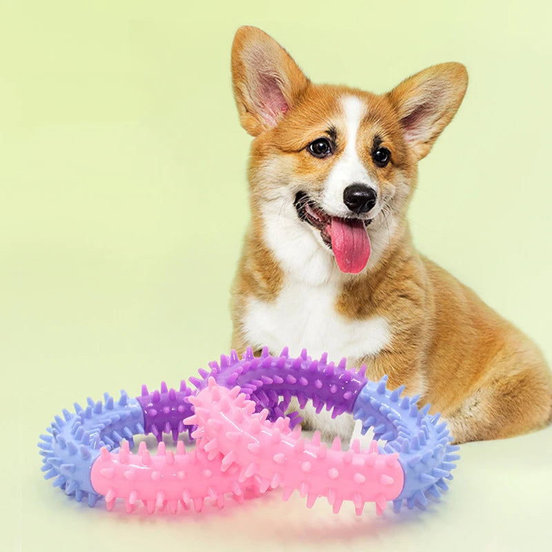 Soft TPR Rubber Ring Spiky Dog Chew Toys for Small Medium Dogs Puppy Dental Teething Cleaning Pet Supplies
