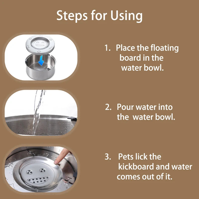 1L/3L/5.6L Stainless Steel Dog Floating Bowl, No Spill Anti-Splash Dog Water Dispenser, Non-Slip Dog Cat Pet Water Feeder Bowl