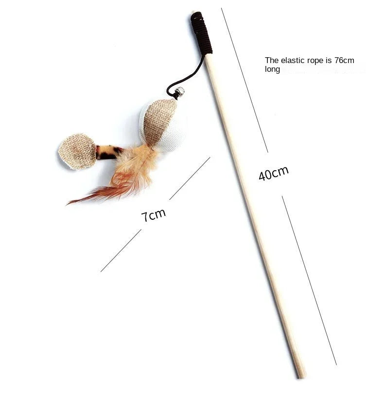 1PC Teaser Feather Toys Kitten Funny Colorful Rod Cat Wand Toys Wood Pet Cat Toys Interactive Stick Pet Cat Supplies