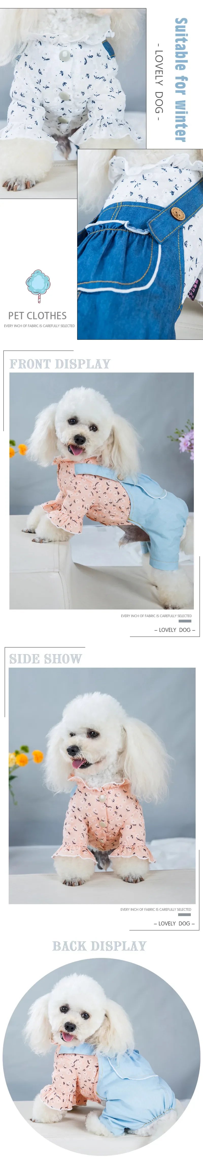 Pet Dogs Clothes Thin Denim Strap Dog Rompers Princess Pet Four-legged Clothes Jumpsuit for Dog Sweet Puppy Kitten Costumes Coat