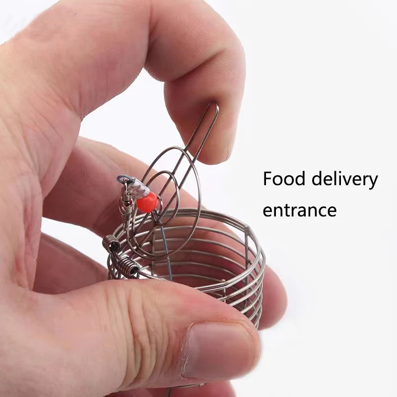Stainless Steel Aquarium Small Fishing Bait Feeder Fish Tank Crystal Shrimp Dry Food Feeding Fishing Lure Cage Trap Basket