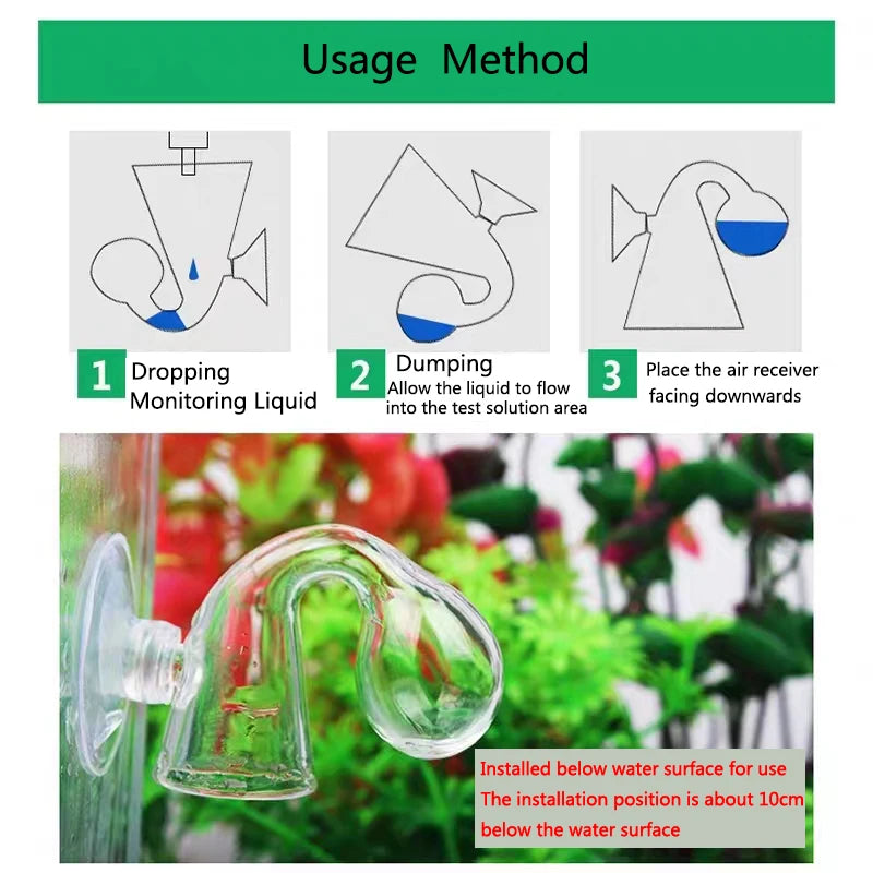 Glass Aquarium CO2 Indicator Fish Tank Liquid Tester Monitor Plants Grass CO2 System Drop Checker For Fish Tank Aquatic Planted