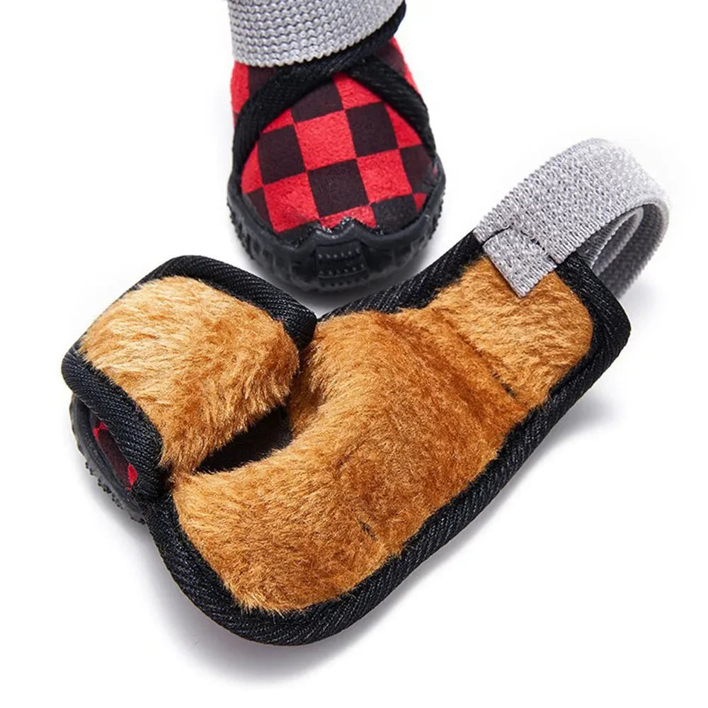 Pet Shoes Waterproof Non Slip Puppy Snow Booties for Small Dogs Chihuahua Boots for Winter Tiny Cat Shoes for Cold Weather 4pcs