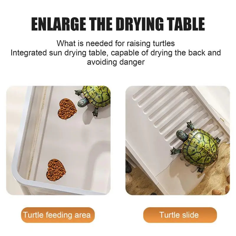 Turtle Tank Reptile Tank with Basking Platform Aquatic Tortoise Aquarium Reptile Habitat Tortoise Aquarium Habitat Turtle Carry