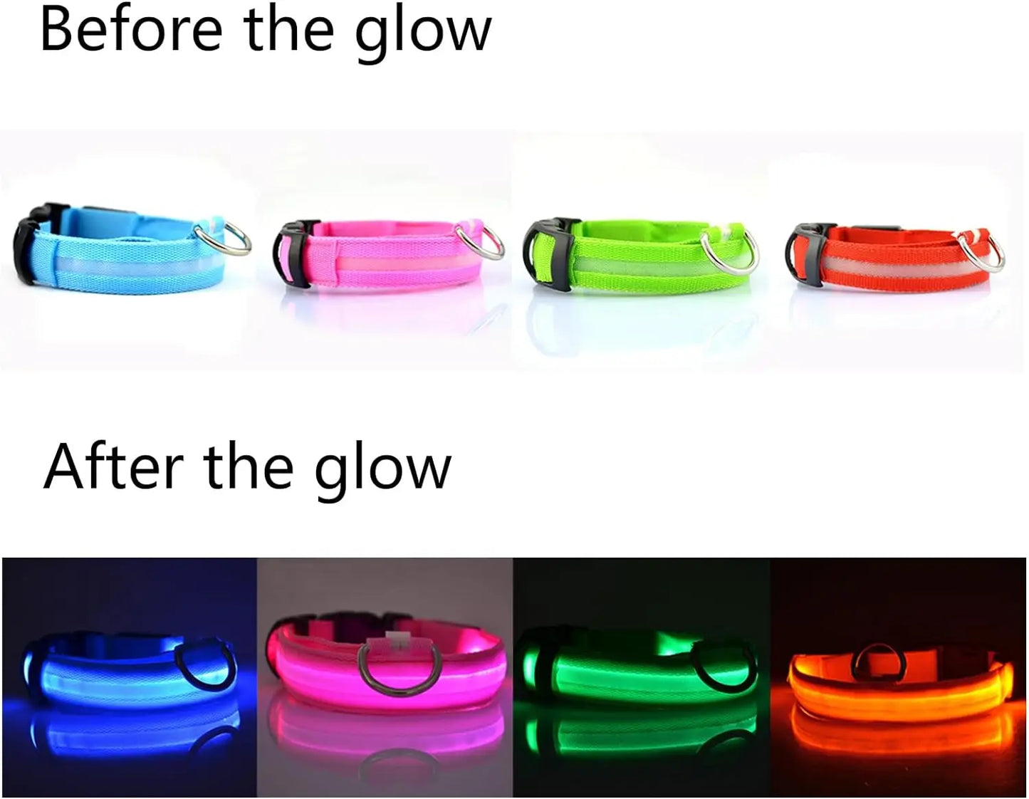 Light Up Dog Collar, Glow LED Dog Collar Flashing Night Walking Collar Waterproof for Small Medium Large Dogs