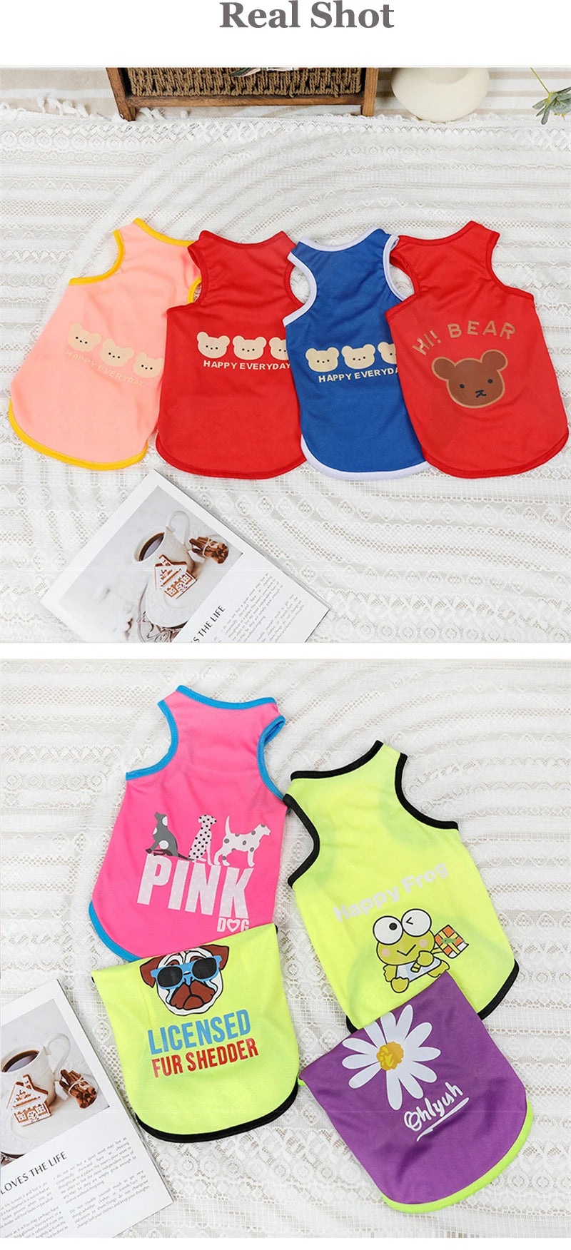 Cartoon Print Summer Pet Dog Clothes Daisy Animal Lightweight Spring Vest for Cat Medium Big Pet Supplies XXL Puppy Clothing