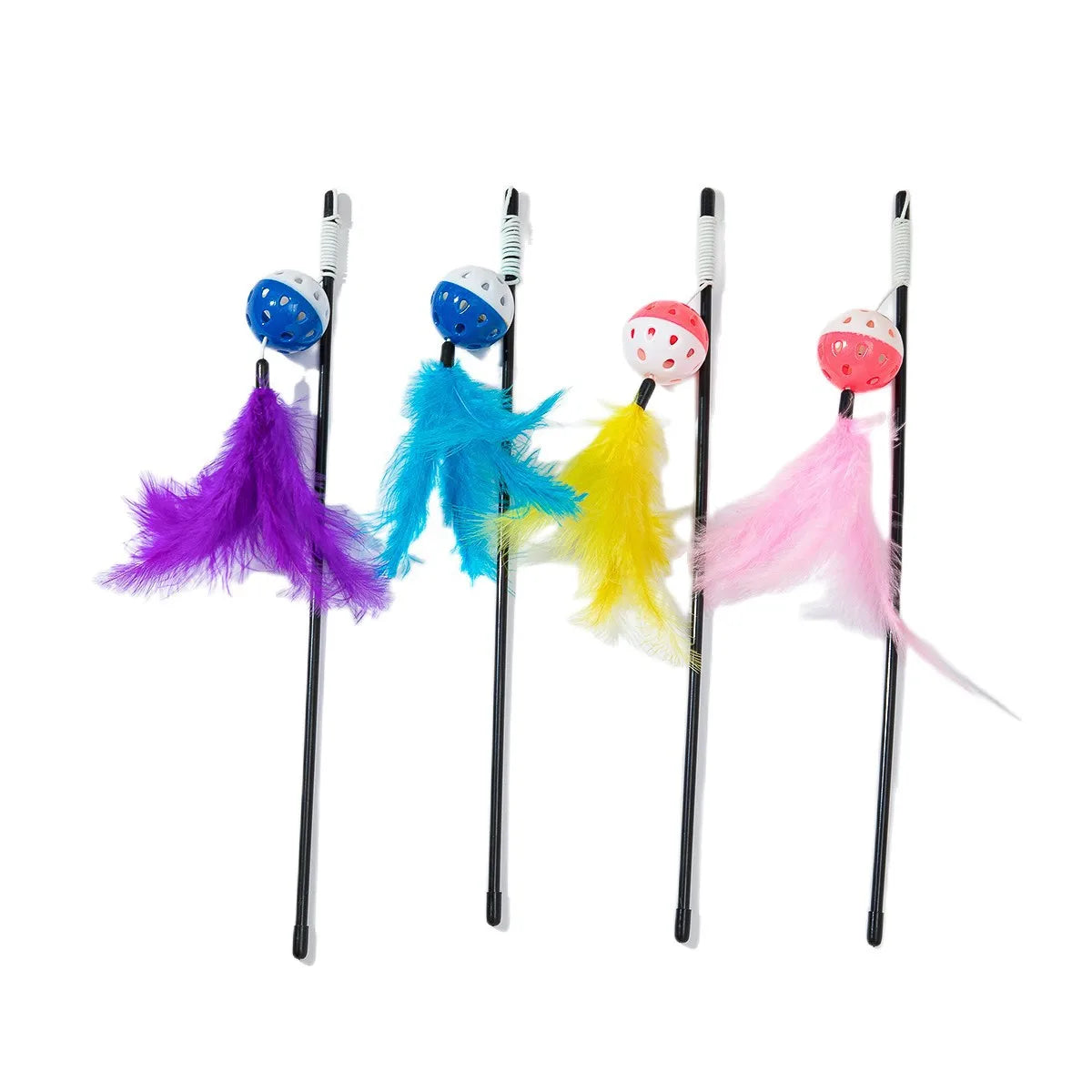 Cat Toy Cat Teaser Sticks Black Pole Plastic Bell Ball Cat Teaser Stick Model Cat Teaser Stick With Built-in Cat Toy