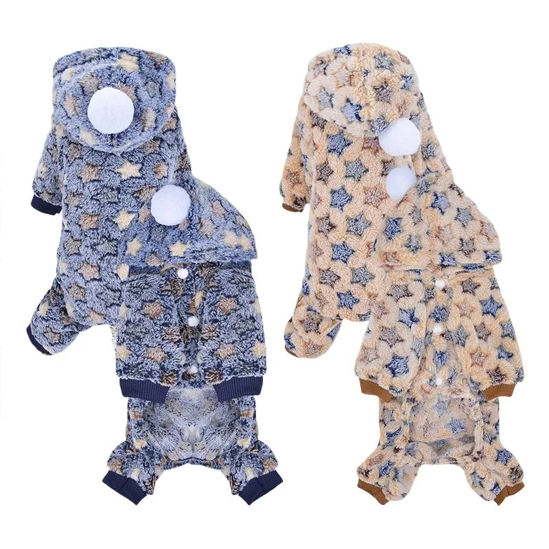 2024 Pet Dog Clothes Pajamas Cold Weather Coats Pet Four Legged Pajamas Apparel Soft Flannel Dog Jumpsuit Costume Apparel