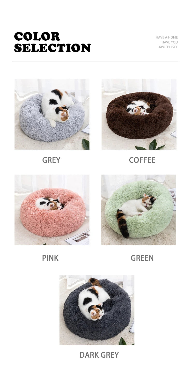 Circular Cat Bed with Plush Insulation Deep Sleep for Pets Soft Macaron Pet Mat Removable and Washable Suitable for All Seasons