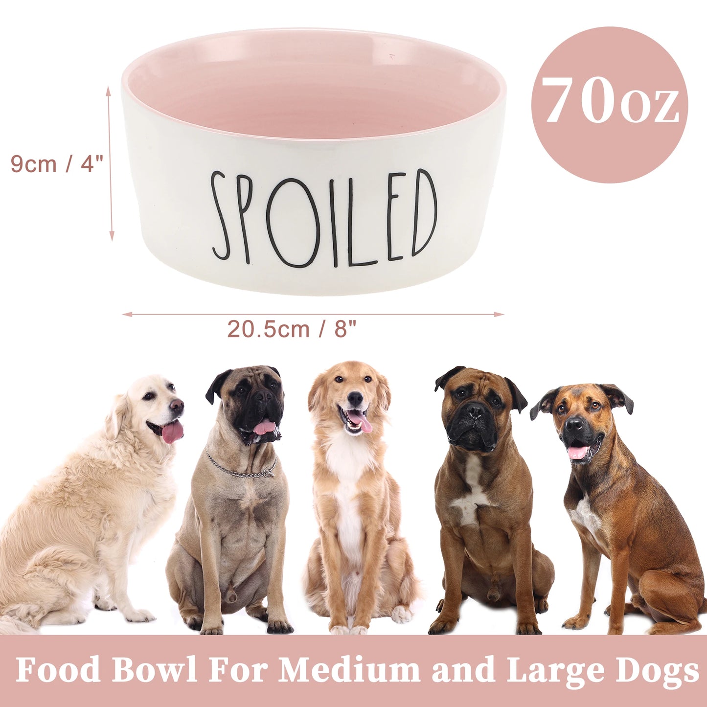 UXCELL 70Oz 200g Ceramic Dog Bowl Large Dog Water Bowl Non-Slip Dog Food Bowls Resistant Pet Bowl Dog Feeders Easy to Clean