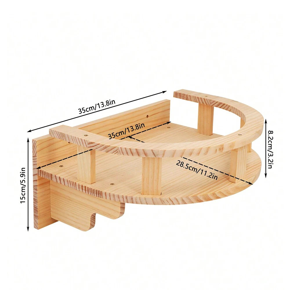 Cat Wall Mounted Wooden Climbing Shelves Cat House and Hammock for Platform and Ladder Turning Channel for Cat Indoor Furniture