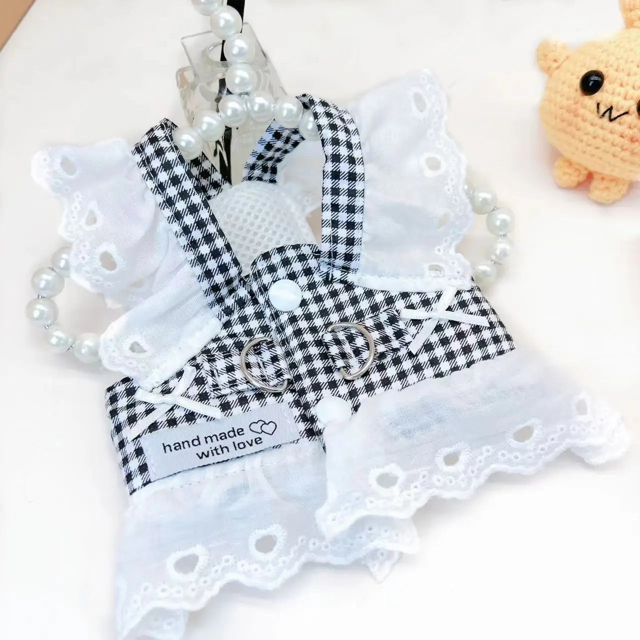 Plaid Dog Harness for Small Dogs, Lightweight Cotton Lace Puppy Harness Vest Dog Accessories Yorkie Chiwawa Beagle Pet Supplies