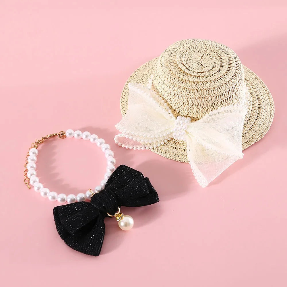 Dog Pearls Necklace Jewelry for Small Dog Puppy Cat Wedding Collar Chihuahua Yorkie Girl Pet Clothes Costume Outfits Accessories