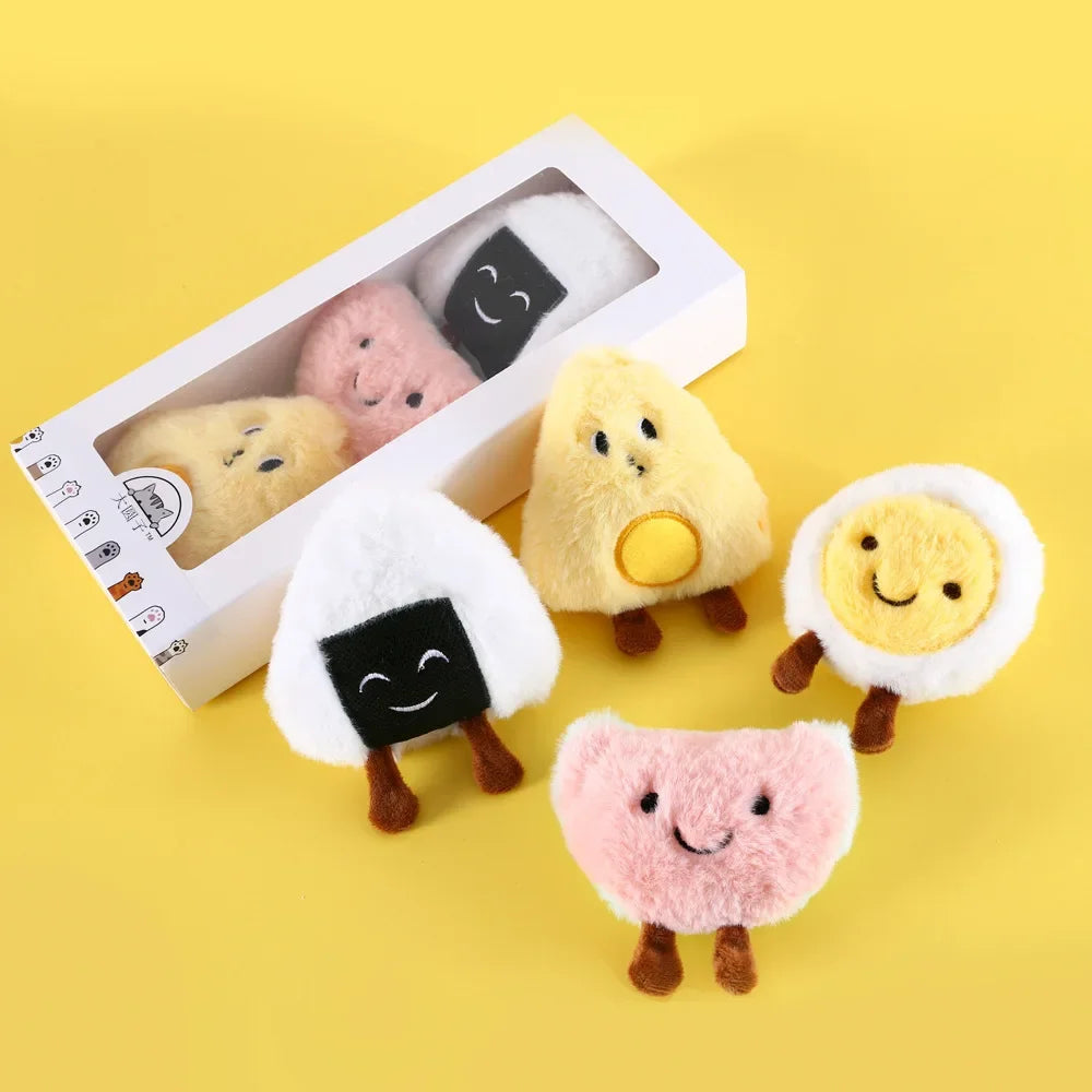 3pcs Cat Squeaker Cute Shaped Plush Toy Catnip Toy Cats Mint Toy with Built-in Bell for Kittens Puppy Products Pet Accessories