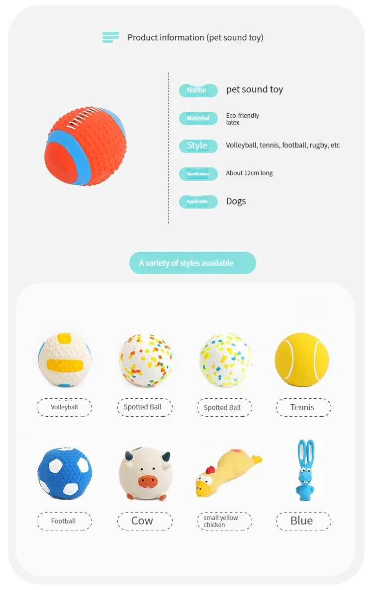 Dog Squeaky Rubber Toys Dog Latex Chew Toy Puppy Sound Toy Animal Bite Resistant Train Dog Supplies for Small Medium Large Dog