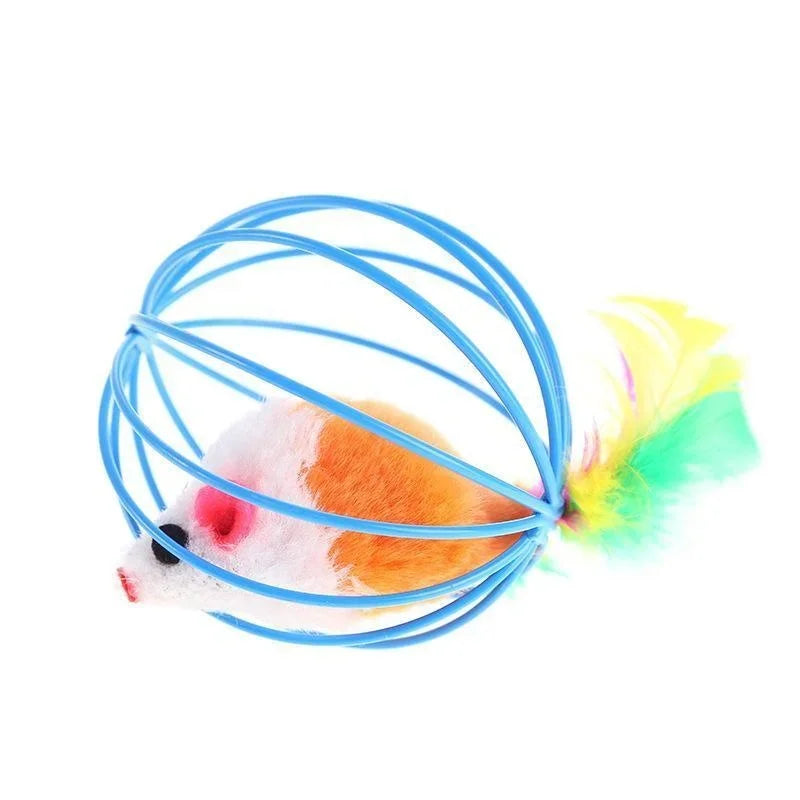 Cat Toy Pet Cat Kitten Playing Mouse Rat Mice Ball Cage Toys Pet Supplies Random Color аксесуари для котів