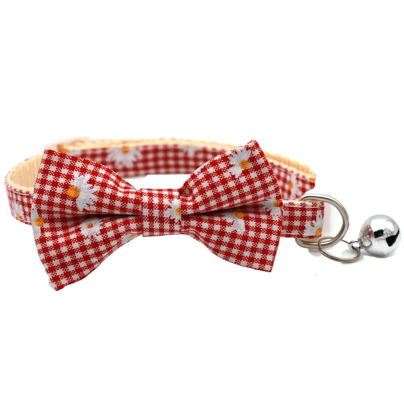 New Deign Floral Pet Dog Collars Adjustable Daisy Christmas Cosplay York Dog Necklace Cute Bow Tie Sphinx Cat Cute Neck Collars