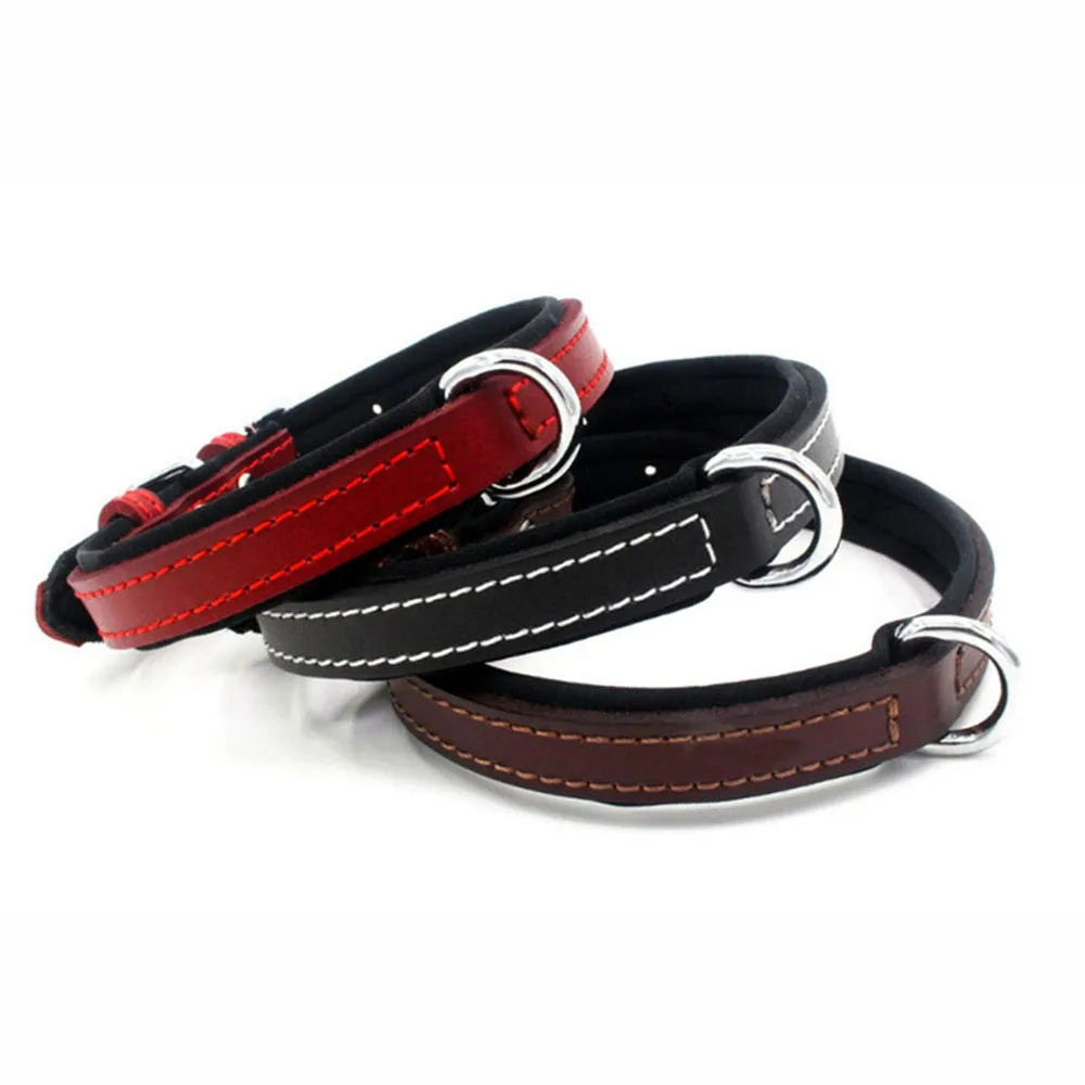 Double-layered Ultra Soft Neoprene Padded Dog Collar Heavy Duty Dog Leather Collar with Durable Metal Buckle Pet Training Collar