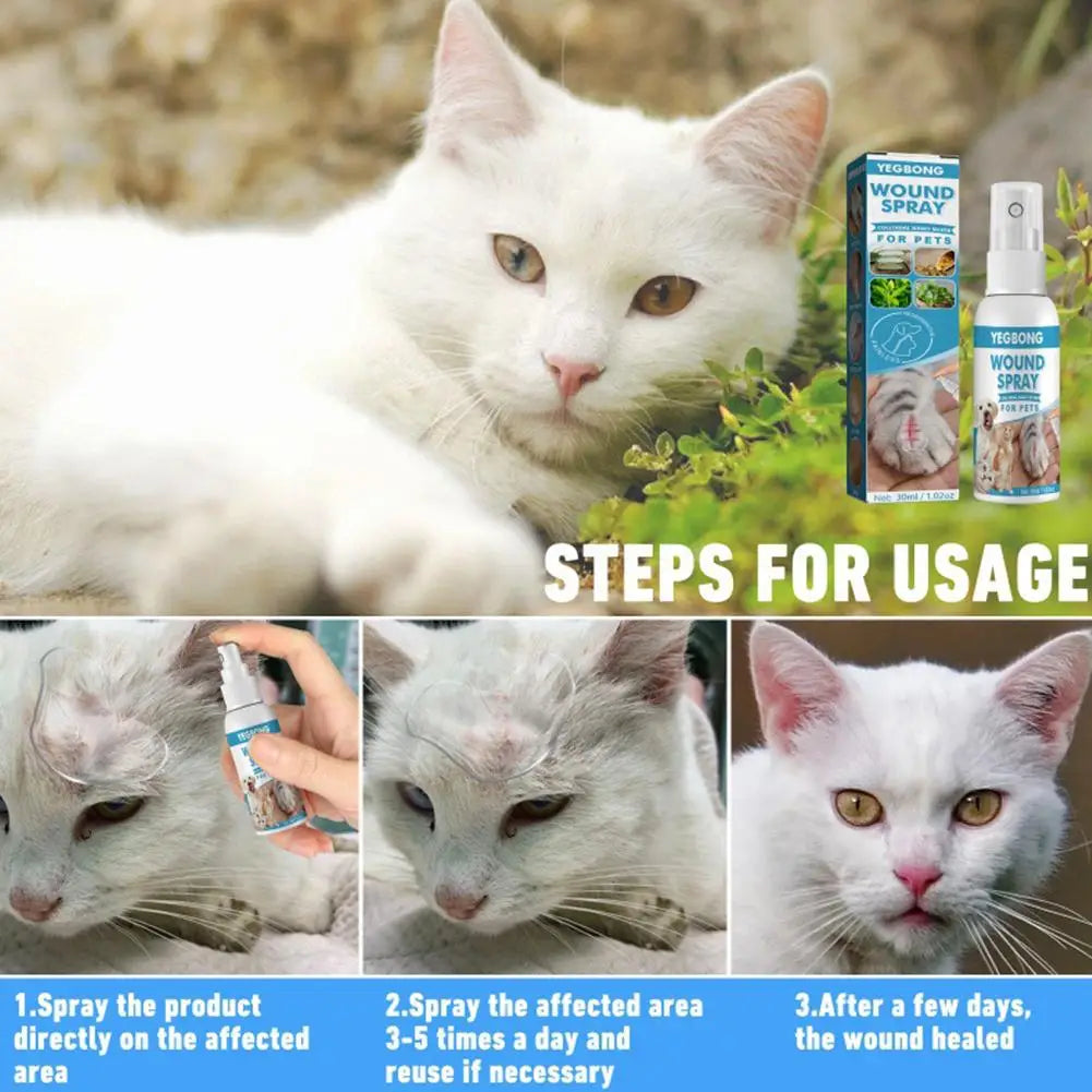 Pet Wound Spray Dog Cat Skin Scratch Wound Treatment Repair Liquid Wound Spray Blocking O9R6