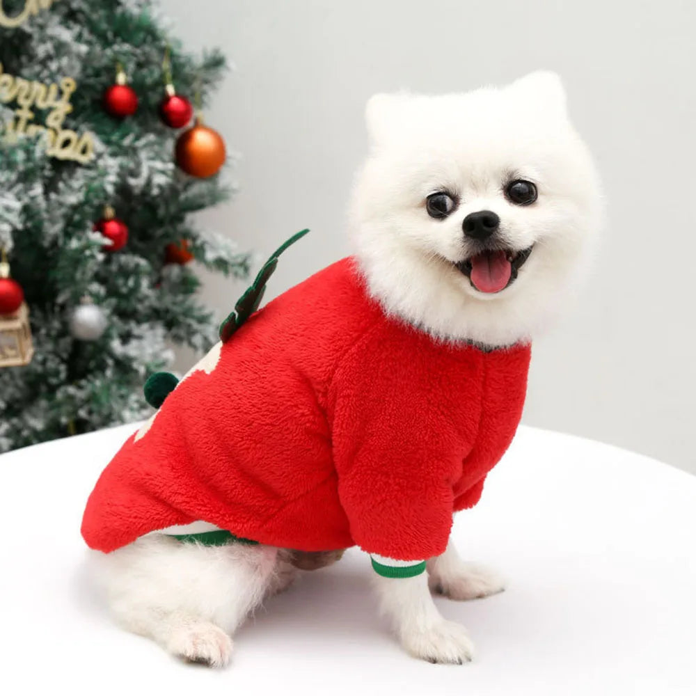 Christmas Dog Clothes Hoodie Pet Dog Sweater Flannel Antlers Scarf Winter Warm Small Dog Outfit Cat Hooded Clothing Costume Coat