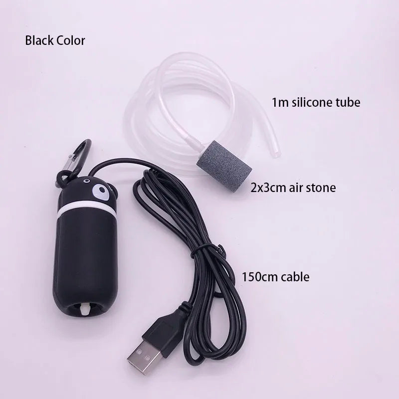 New Aquarium Mini USB Oxygen Air Pump With Stone Accessories Check Valve Mute Hose Energy Saving Supplies Fish Tank Accessories