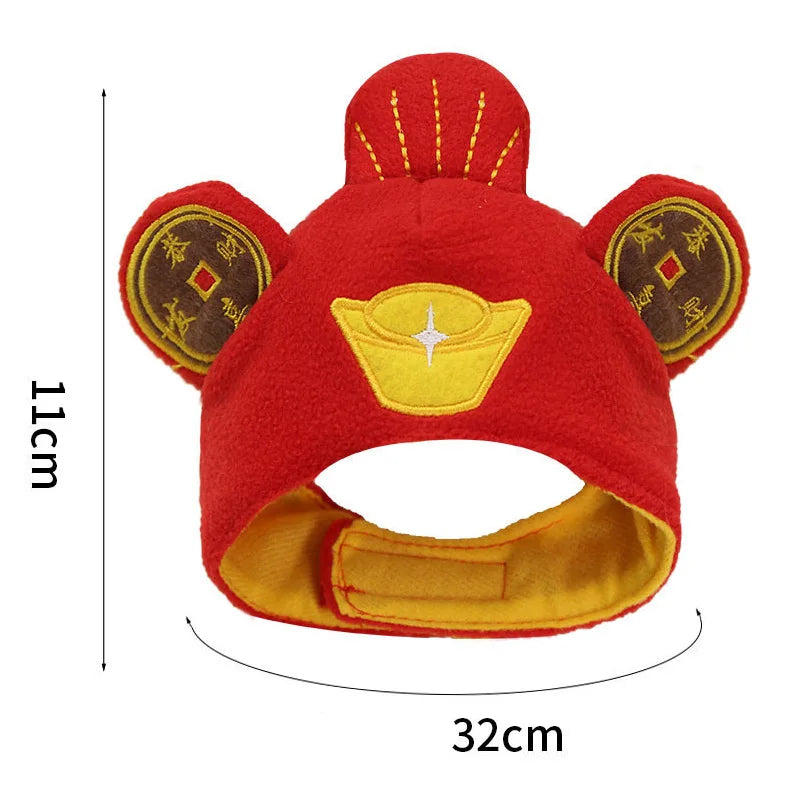 Lion Cattle Pattern Dog Costume Hat for Cat New Year Party Birthday Costume Pet Dogs Products Keep Warm Winter Puppy Accessories
