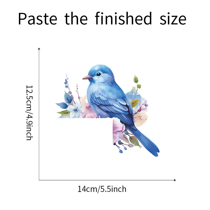 1PC Cartoon Bird Looking At Green Plants And Flowers With Stickers, Decorative Switch Stickers, Home Beautification Background W