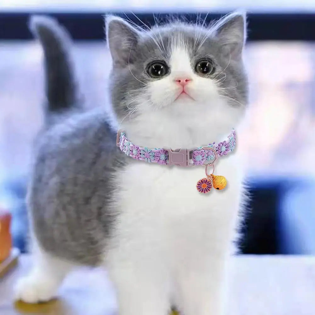 Pet Collar Adjustable Colorful Lace Flower Cat Collar Cute Product Kitten Cat Necklace Pet Dog Puppy Collar Bell Accessory O3N2