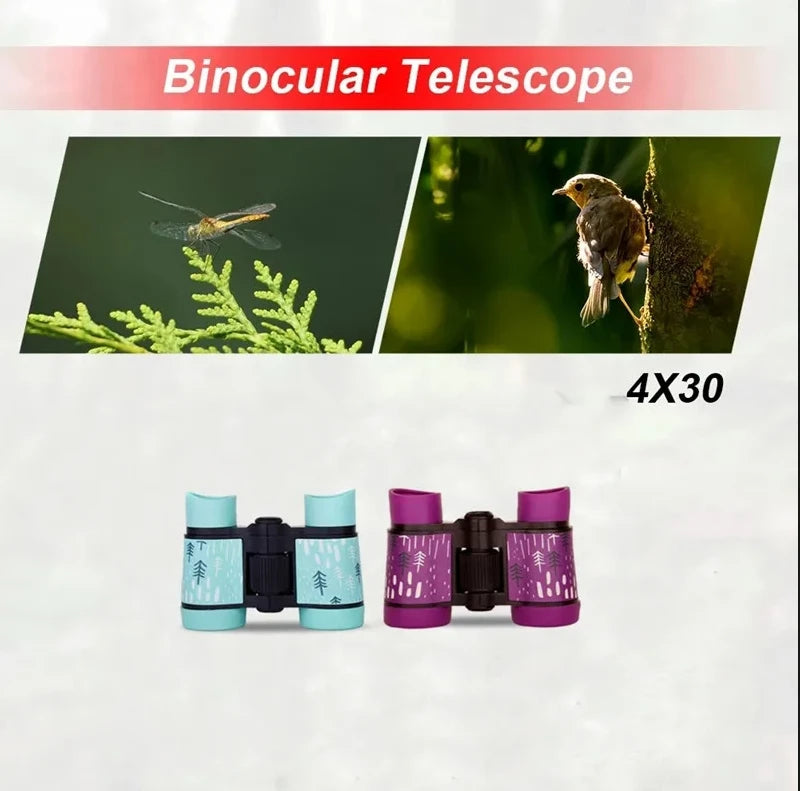 4X30mm Kids Binocular Telescope Children Educational Learning Telescope Bird Watching Folding Optics Telescope