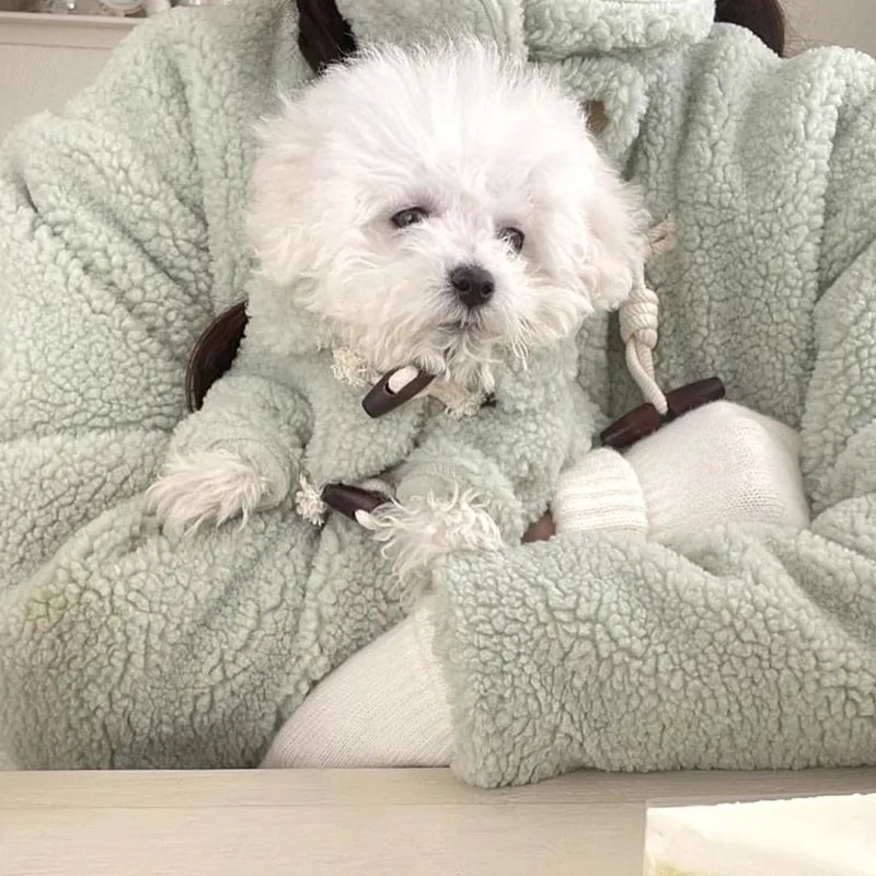 Dog Coat Winter Pet Jacket Button Warm Dog Clothes Chihuahua Bichon Clothing Girls Dog Costume Cat Clothing Puppy Sweatshirt